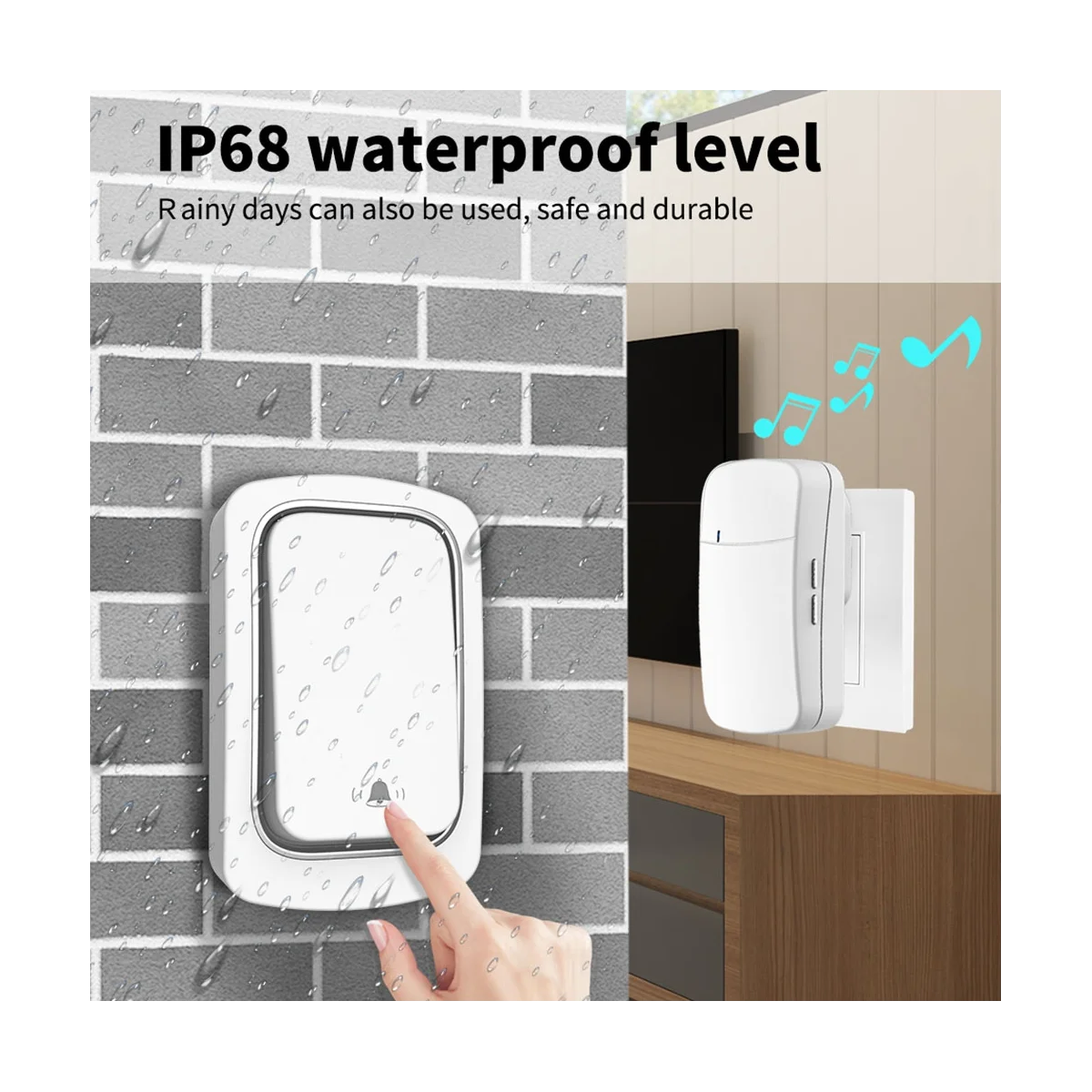 لا بطارية المطلوبة مقاوم للماء الذاتي بالطاقة جرس الباب مجموعات المنزل في الهواء الطلق الحركية الدائري الولايات المتحدة التوصيل B