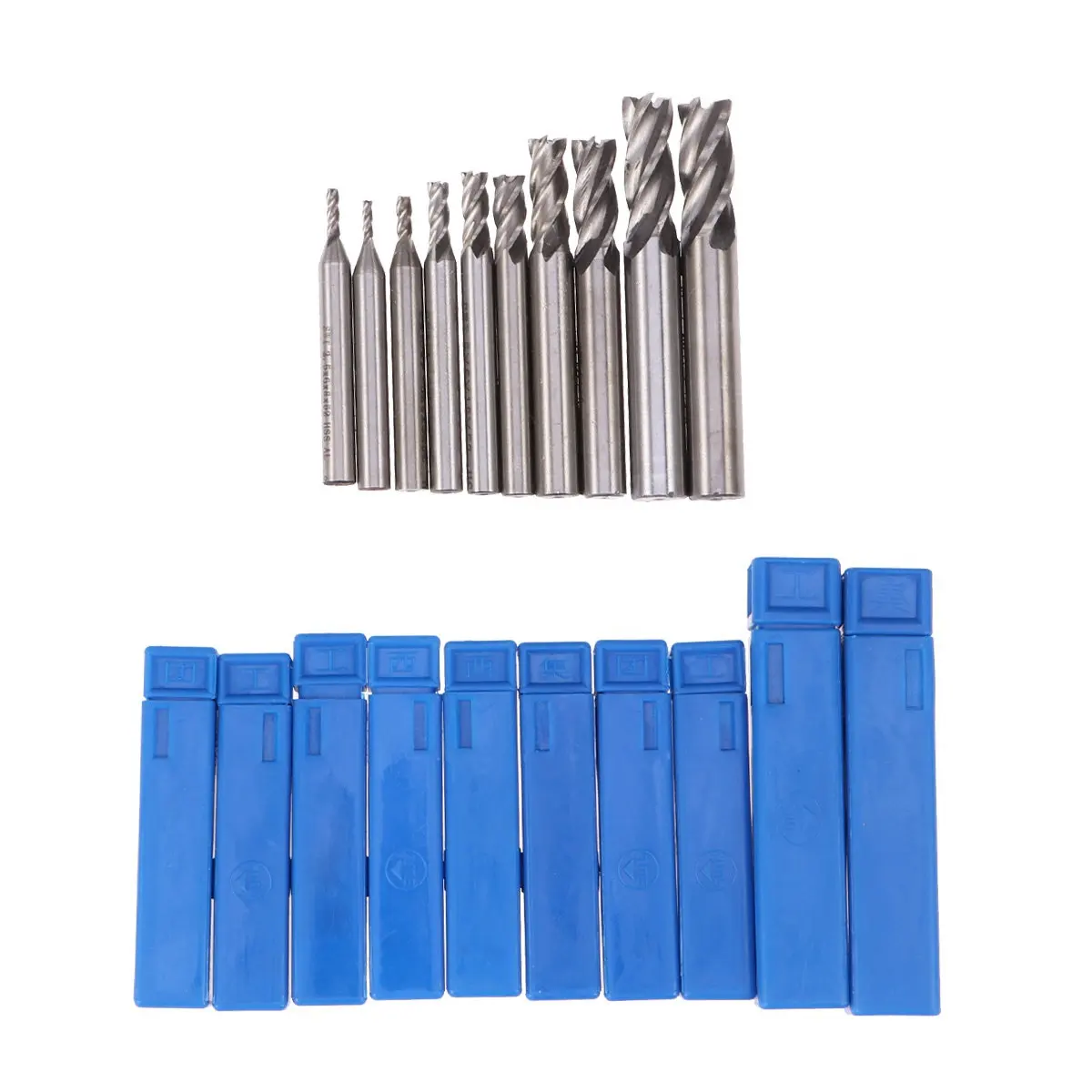 

10pcs Straight Handle Milling Cutter Set 2-10Mm Steel 4 Flute End Mill For High Hardness Abrasion Resistant High Speed Cutting