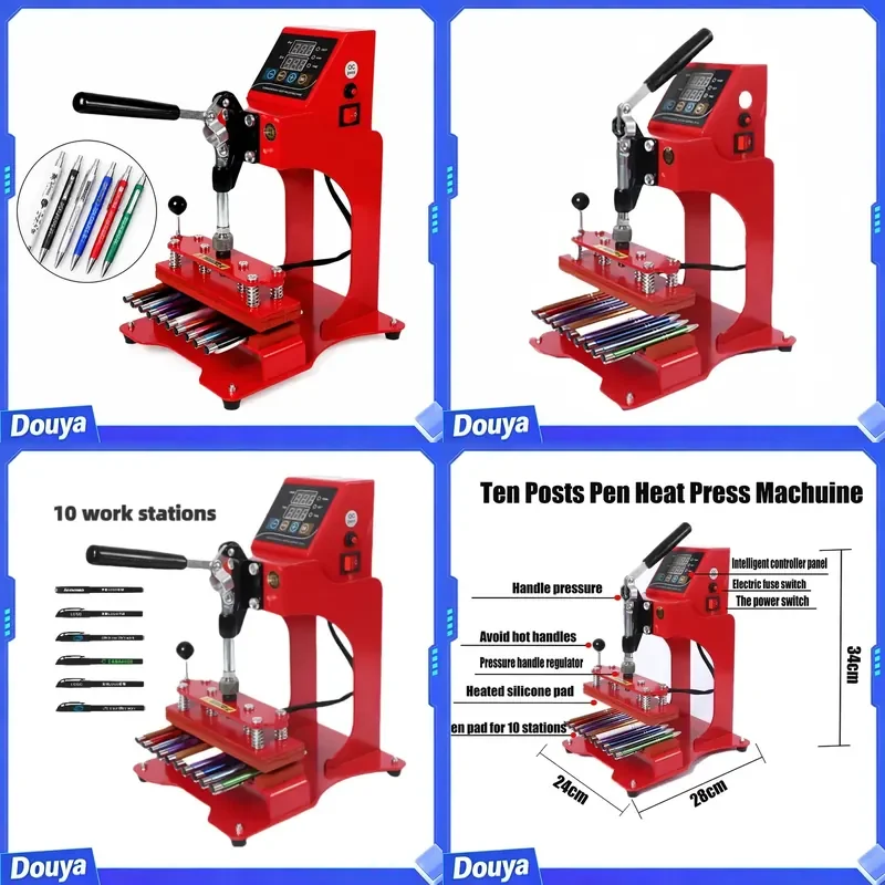 Factory Direct 10 Station Pen Heat Press Machine High Efficiency Heat Transfer Printing Machine for Custom Pen Business