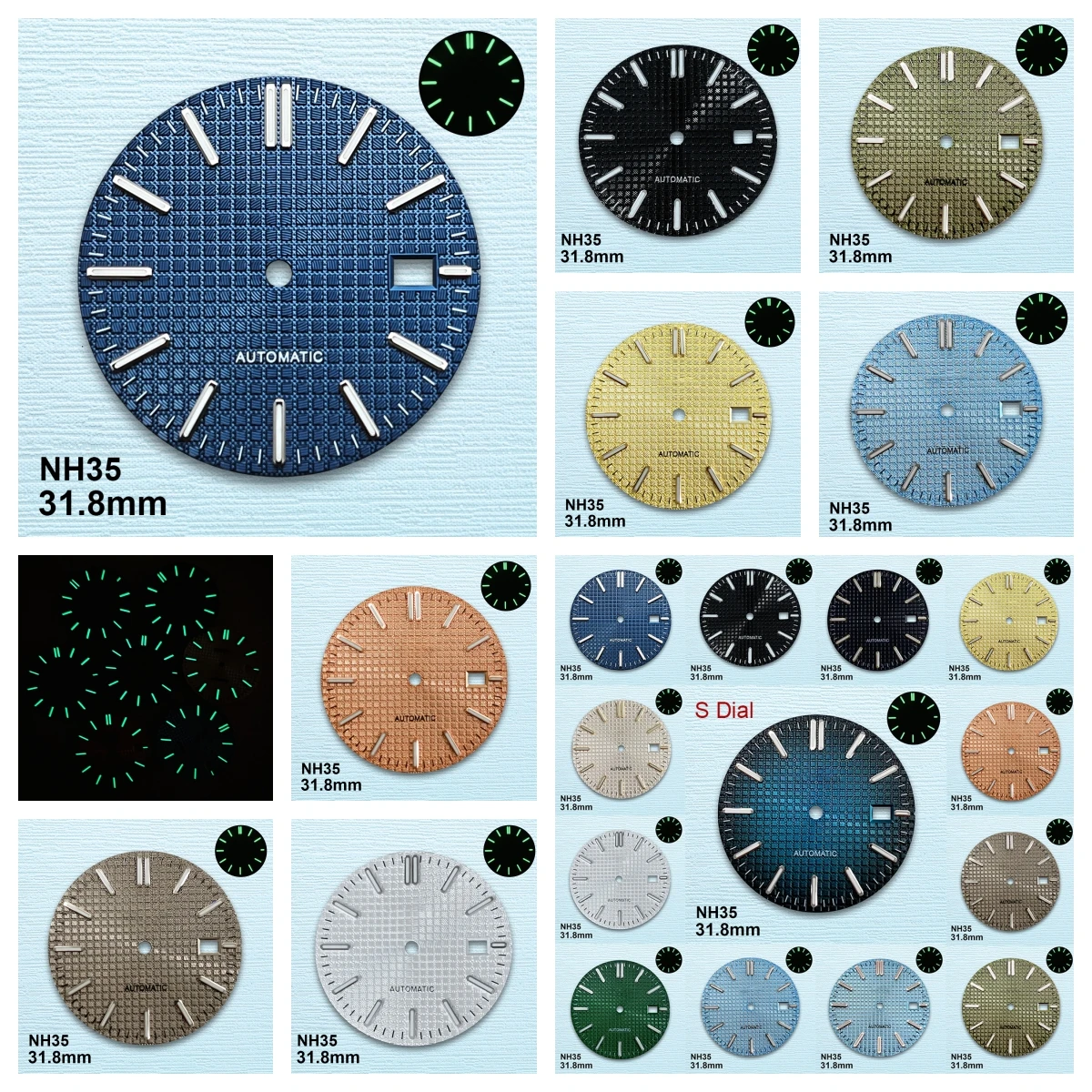 

31.8mm S Logo Oak Dial Fit NH35 Automatic Movement Green Luminous High-Quality Watch Modification Accessories