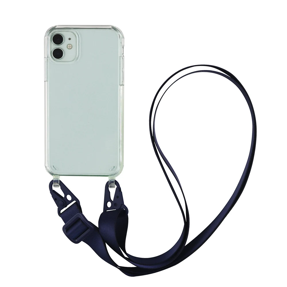 Transparent TPU+PC Crossbody Necklace Phone Case For iPhone 15 Pro 14 12 11 Pro Max XS XR X 6 8 7 Plus Fashion Lanyard Cover