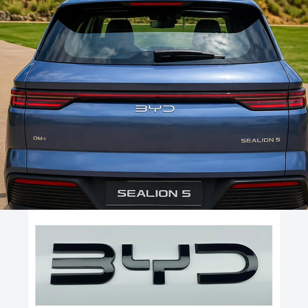 For BYD Sealion 5 Song Pro DM-I Front Rear Emblem Black Badge Letter Full Set Blackout Kit Glossy Black