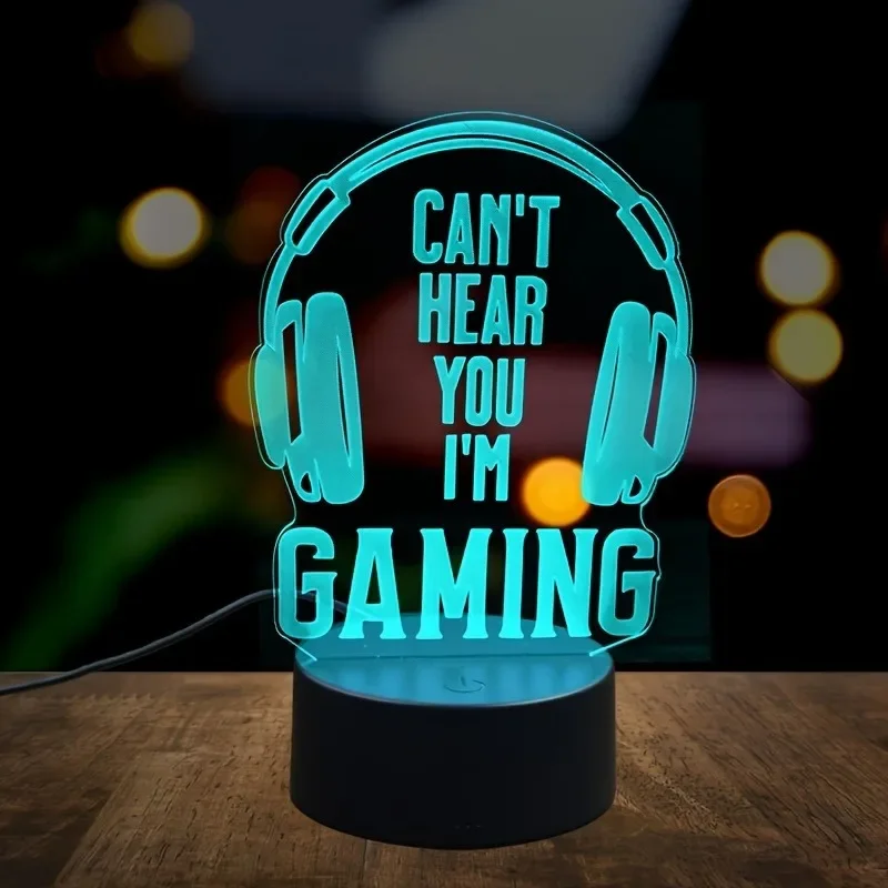 

A headphone 3D creative nightlight, game players collection table light, 7 colors or warm light, atmosphere decorative light.