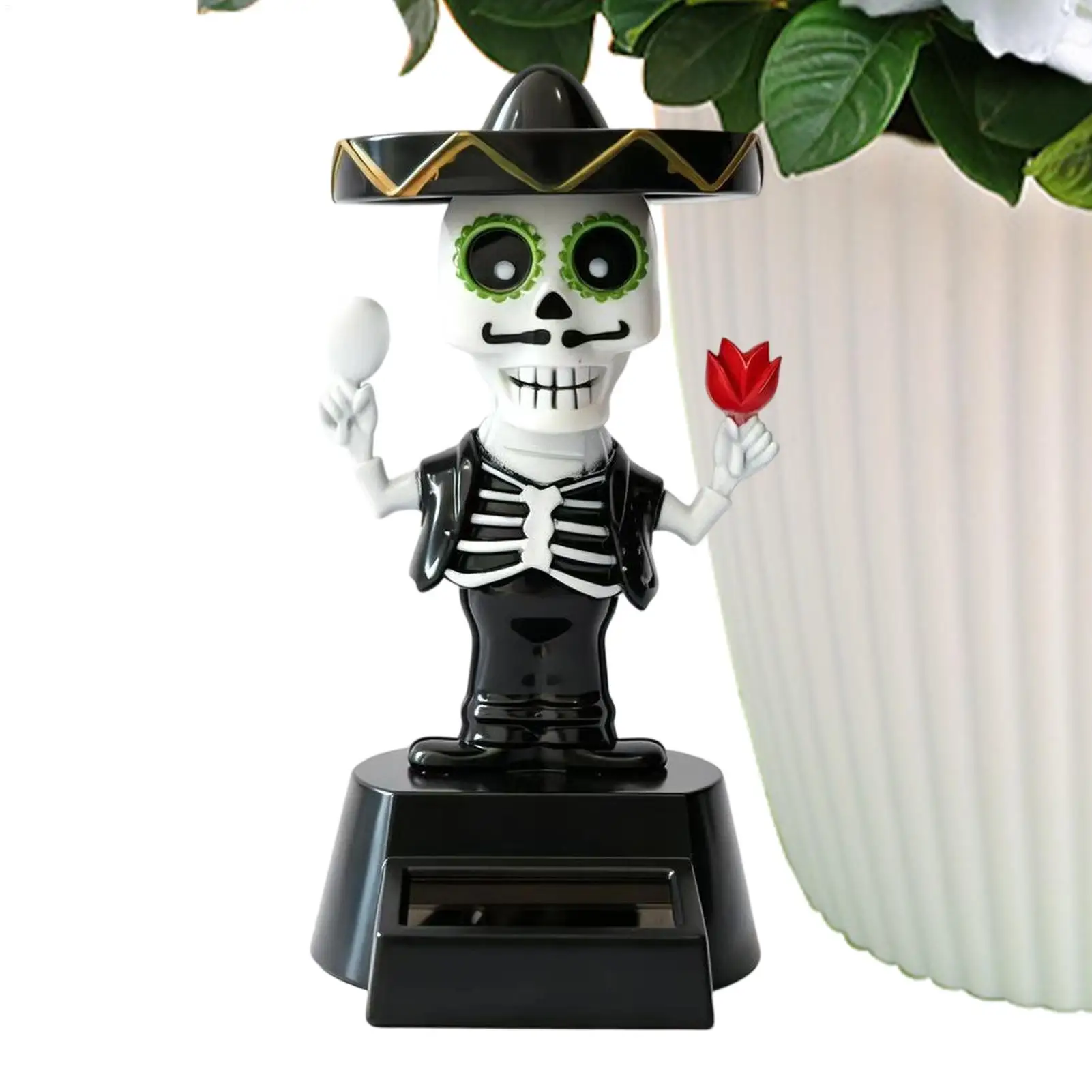 For SUV Solar Dancing Figurines Cute Shaking Head Halloween Skeleton Solar-Powered Dancing Doll For Control Console Office Desk