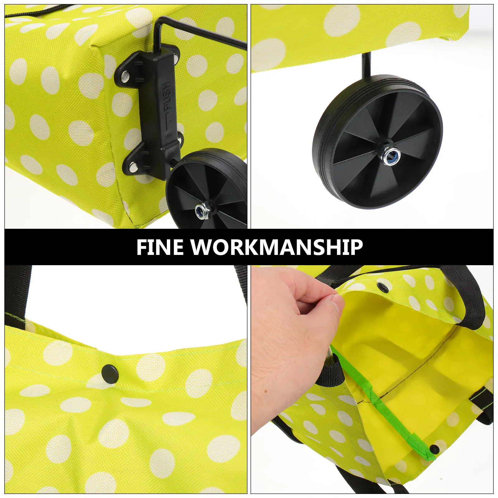 

Shopping Cart Bag With Wheels Foldable Oxford Cloth Reusable Grocery Trolley Large Capacity Portable Storage Pouch