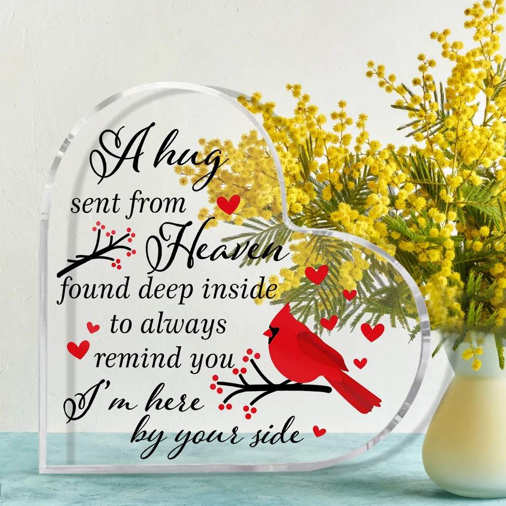 acrylic Red Cardinal Christmas Gifts Memorial Bereavement Gift for Loss of Loved One Sympathy Decorations Loss of Mom Dad Son