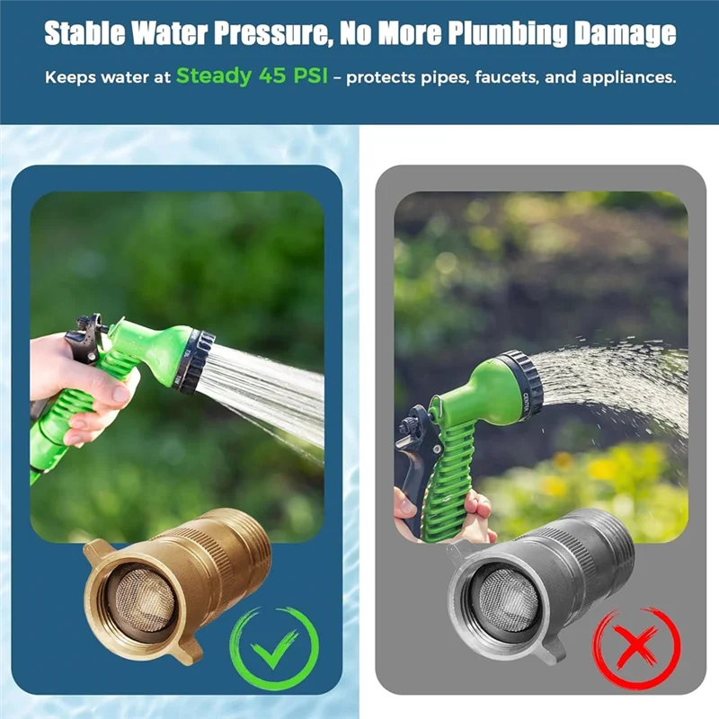 ABGR-RV Water Pressure Regulation 3/4" Garden Hose Thread For RV Camper, Hose, Trailer, Setting 40-50 Psi