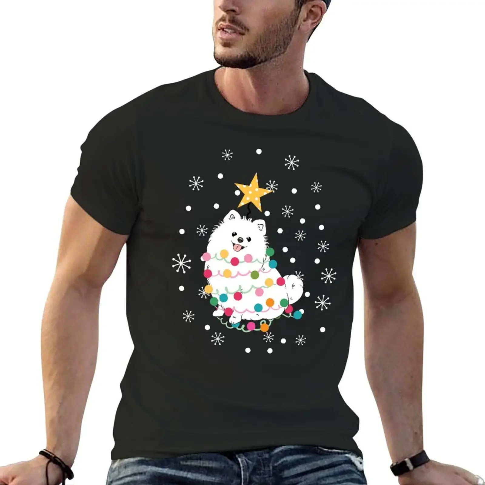 

White Pomeranian Christmas Tree T-Shirt affliction shirts cheap stuff graphics mens graphic t-shirts anime