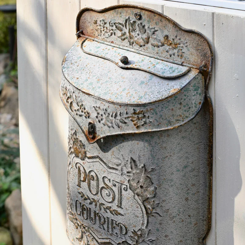 Outdoor Wall Mailbox Letter Box Retro Style Decoration Crafts Metal Wall Mounted Post Farmhouse Post