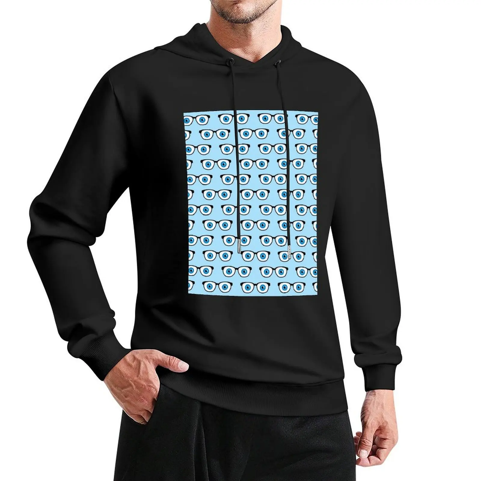 Optician Eyeglasses With Eyeballs Pattern Pullover Hoodie korean autumn clothes hoodie graphic