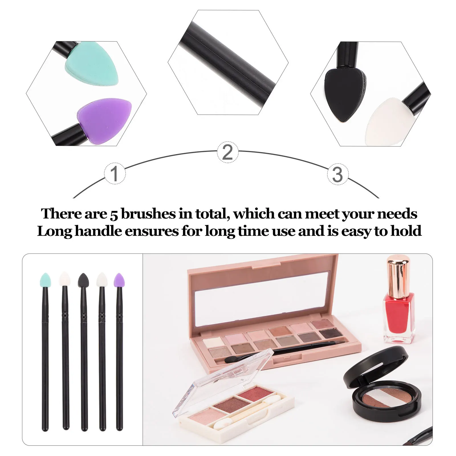 5 個のシリコーンアイシャドウブラシセットロングハンドルグリッタークリームメイクアップ旅行必須ツールメイクブラシセット