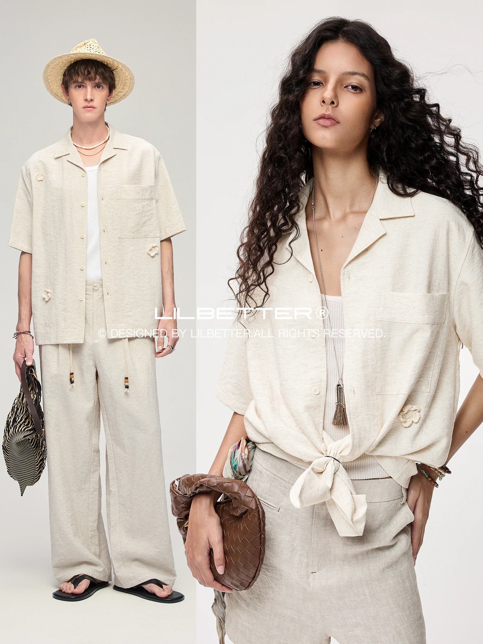 Lilbetter Handmade Embroidered Cotton Linen Blend Short Sleeve Shirt Cuban Collar Loose Fit Breathable Fashion Urban Summer S...