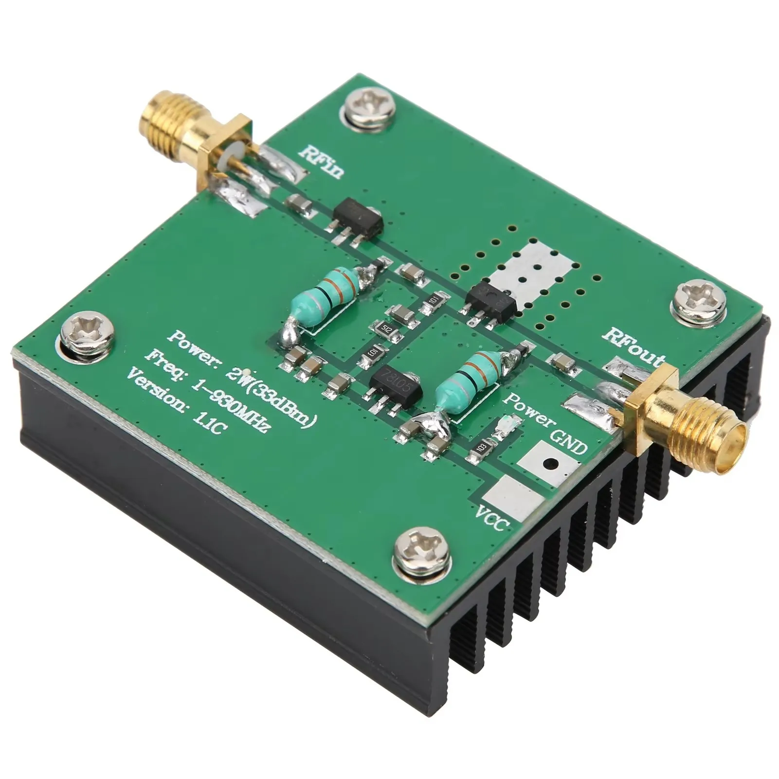 2W RF Power Wideband Amplifier Amplification Module 1-930MHz Amplifier Working Frequency 12VDC RF Power Amplification