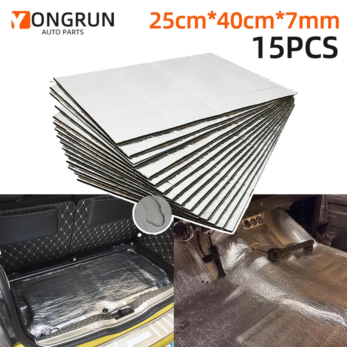 

YONGRUN 15/30 шт. автомобильные шумоизоляционные маты, самоклеящиеся изоляционные прокладки толщиной 7 мм для капота двигателя автомобиля, шумоизоляционный хлопок