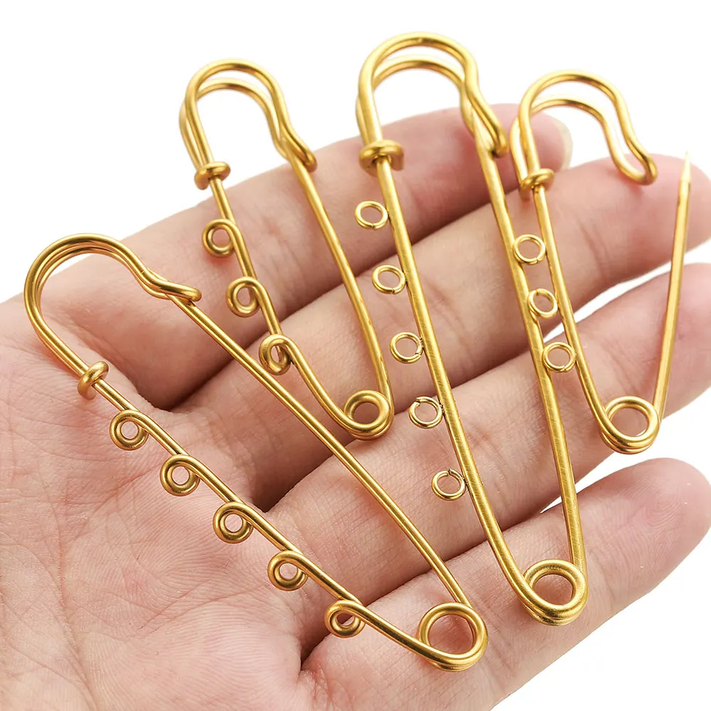 5pcs Stainless Steel Safety Pins Brooches Base 3/4/5 Holes for DIY Brooch Jewelry Craft Making Material Handicraft Accessories