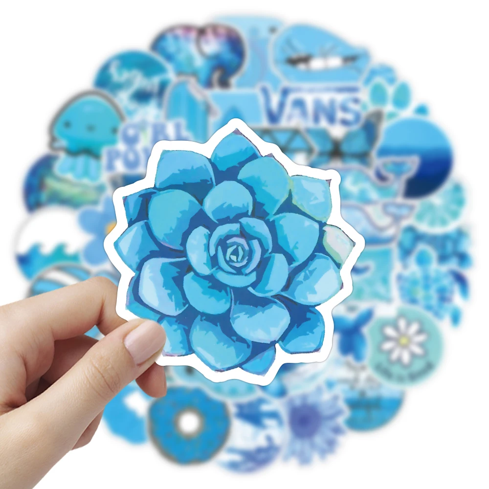 Blue Aesthetic Stickers Pack for Teens Girls Boys, Cute Blue Stickers, Waterproof Vinyl Stickers, Vsco Stickers f