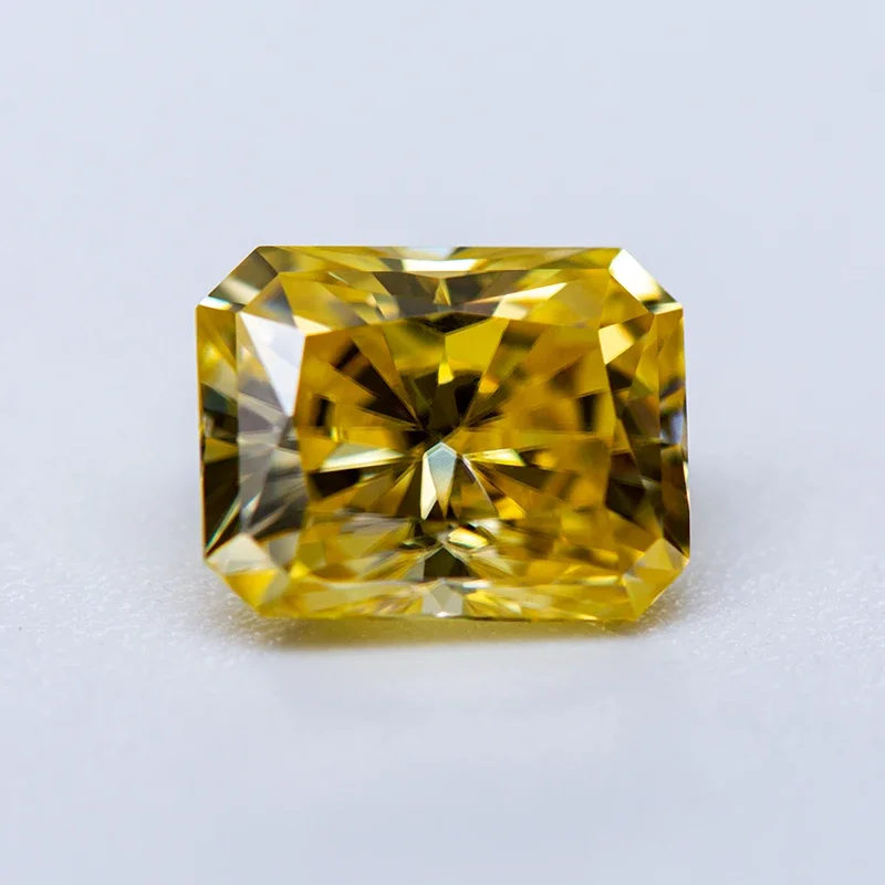 

Moissanite Stone Gemstone Radiant Cut Lemon Yellow Color Lab Grown Diamond for Charm Woman Diy Jewelry Making GRA Certificate