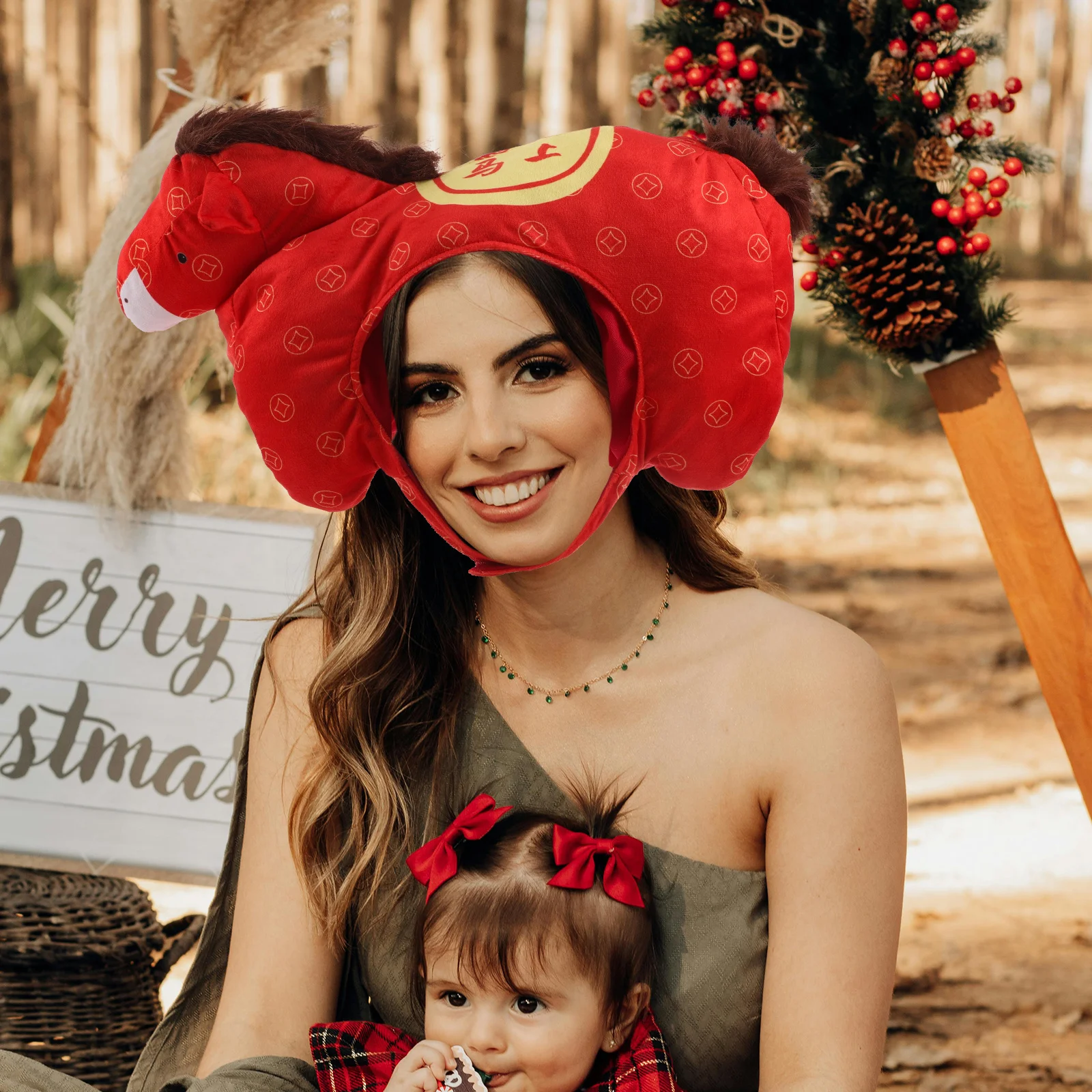 Chinese New Year Horse Hat 2026 Mascot Costume Prop for Party Photo Booth Selfie Fun Performance Wear Comfortable Animal