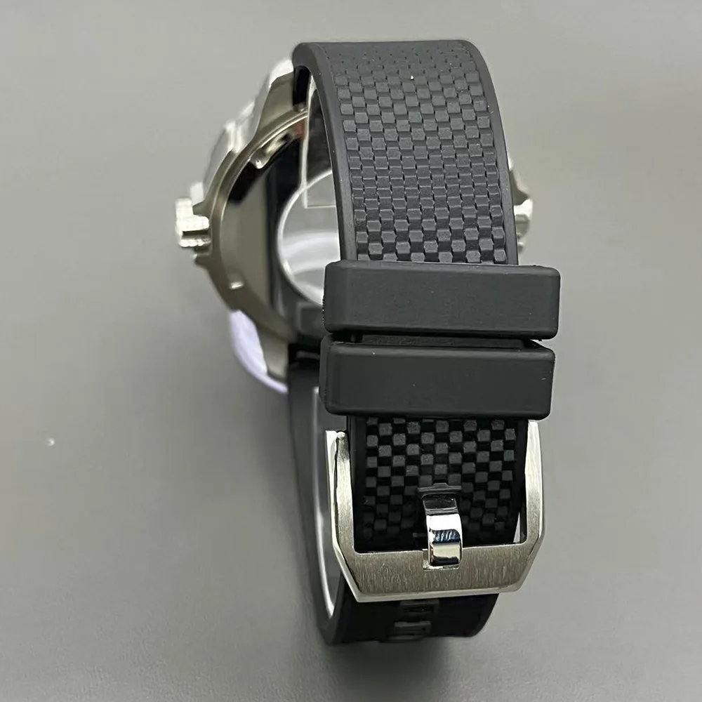 47mm Stainless Steel Rotating Black Dial, Compatible with NH35 Movement, Blue Silver Strap, Steel Bracelet and Other Men's Watch