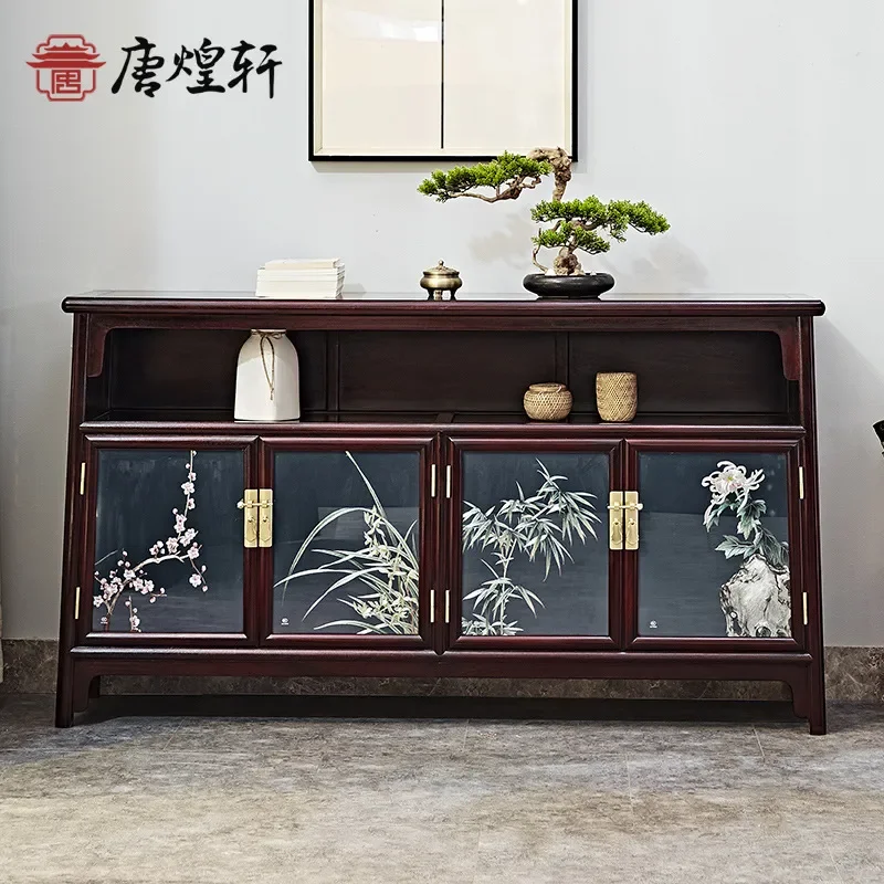 For  Blood Sandalwood Door Cabinet New Chinese Style All Solid Wood Tea Storage Bucket Sideboard for Dining Room
