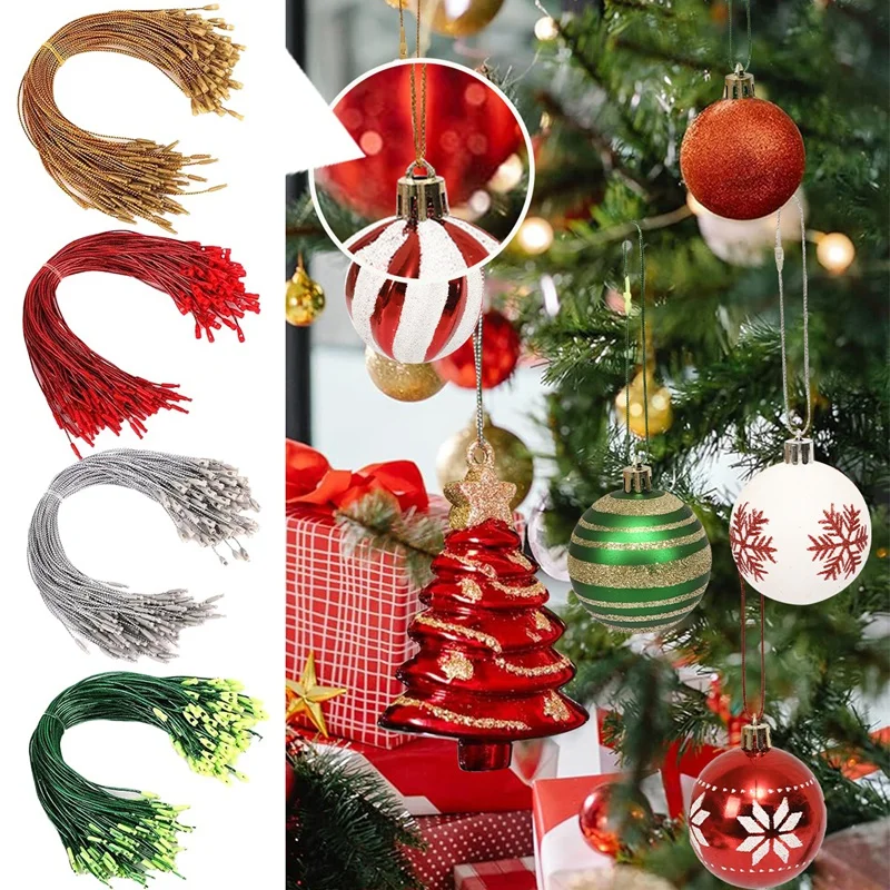 100Pcs Christmas Ornaments Hanger String Lanyard Hook Christmas Decorations for Home 2024 Xmas Navidad Natal New Year 2025 Gifts