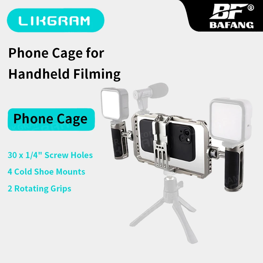 

Metal phone cage, handheld phone stabilizer, for photography tripod, external microphone, phone fill light BF01-A