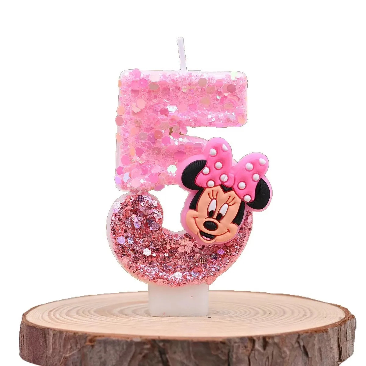 Rosa Mickey Minnie Funkelnde Geburtstagskerzen Farbverlauf Festliche Atmosphäre Nummerierte Kerzen Perfekt für Cupcake-Events und Partys