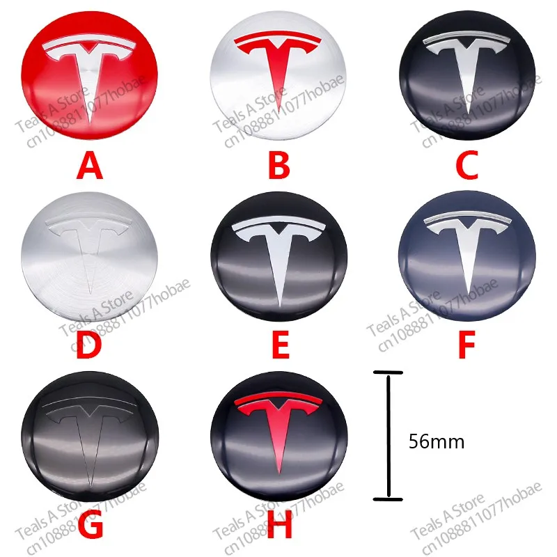 4 pçs 56mm tesla hub cap centro logotipo adesivo de alta qualidade para tesla modelo 3 y s x adesivo de carro personalizado acessórios do carro