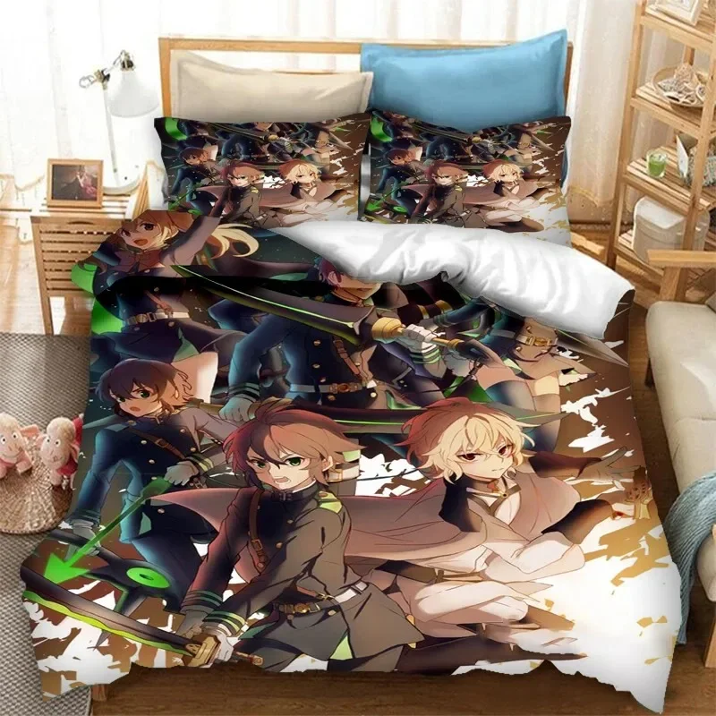 Anime Seraph of the End Mikaela Hyakuya Bedding Set Boys Girls Twin Queen Size Duvet Cover Pillowcase Bed Kids Adult