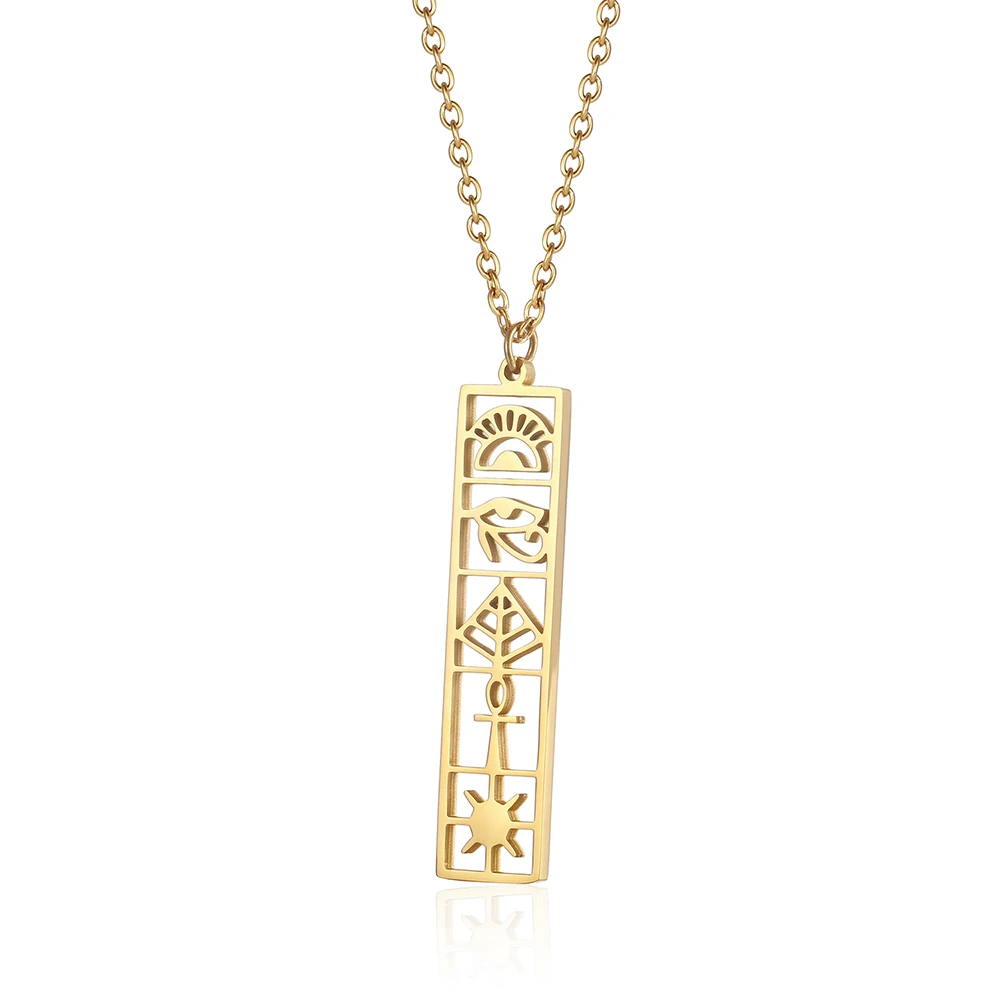 Stainless Steel Egypt Pyramid Cross Delicate Fashion Pendant Necklace Jewelry Gift For Him Woman With Chain