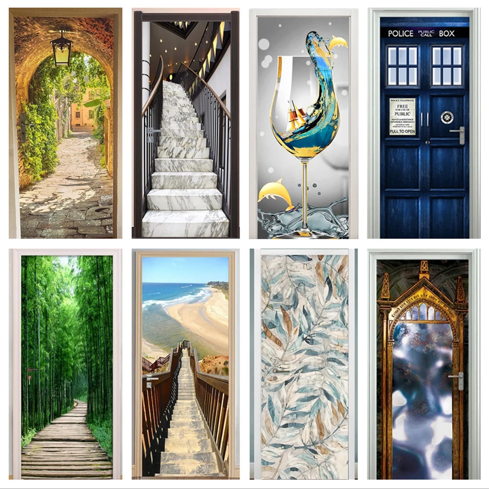 

3D Stair Refrigerator Door Sticker For Bedroom Living Room Waterproof Home Decor Decals Art Wall Mural Self-adhesive Wallpaper