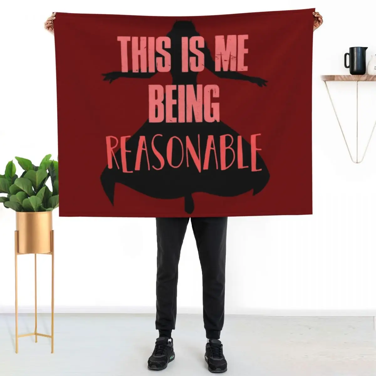 This is me being reasonable Throw Blanket Sofa Plaid on the sofa Tourist Flannel Quilt halloween Blankets