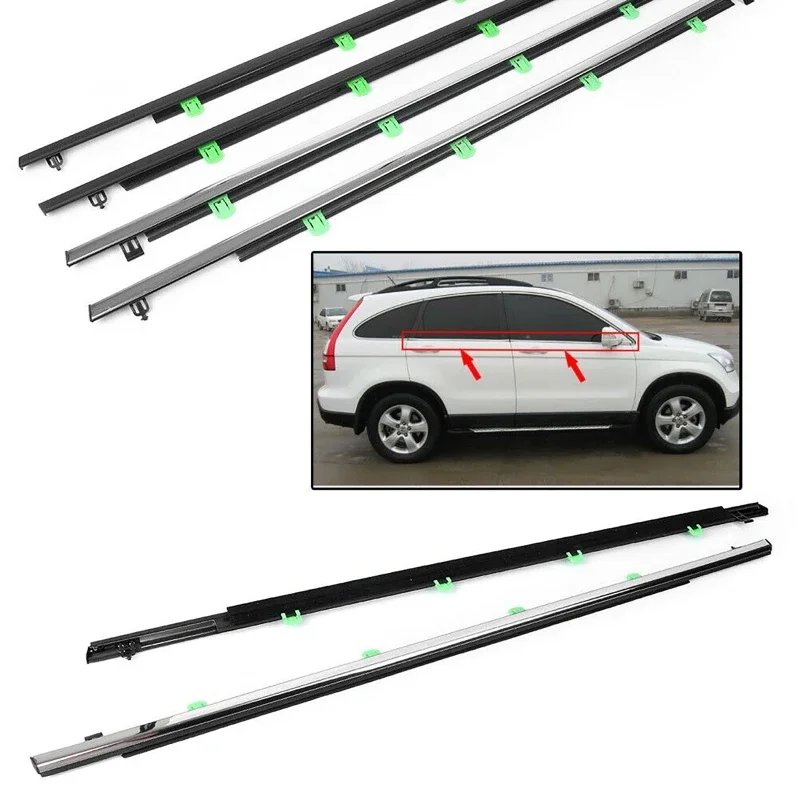 Bande météo pour fenêtre de voiture, 4 pièces, bande de pression chromée étanche, bande d'étanchéité, ceinture d'étanchéité pour rebord automatique pour Honda CRV 2007 – 2011