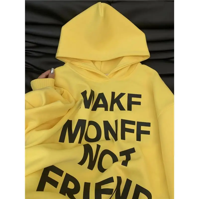 

Men's Oversize Hoodie 300 Pou American Retro Letter Print Casual Lazy Top Autumn Winter Loose Fit Youth Trend