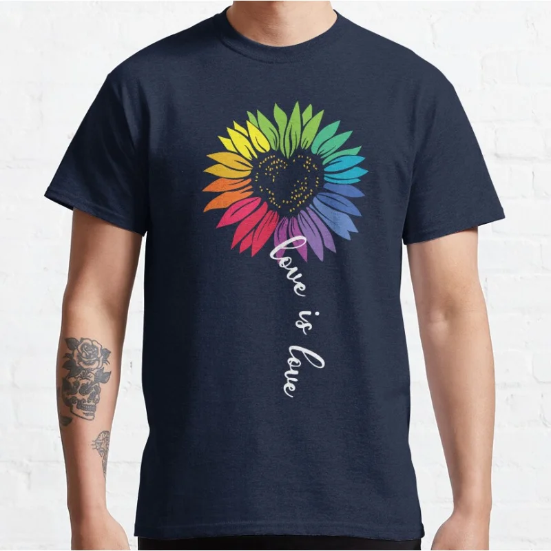 Gay Pride Sunflower - LGBTQ Human lgbtq pride month gift T-shirt for men large size Adult Tops S-6xl