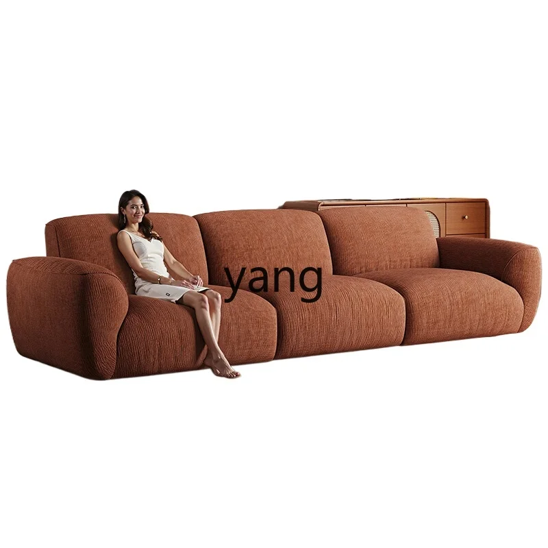 

Lmm retro fully removable and washable chenille fabric sofa adjustable backrest straight row caramel
