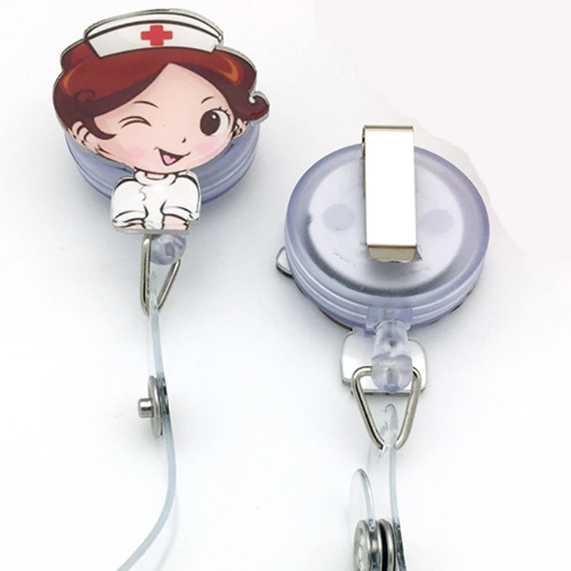 1pc Retractable Badge Reel ID Tag Working Permit Pass Bus Work Name Card Clips Badge Holder Reel Accessories