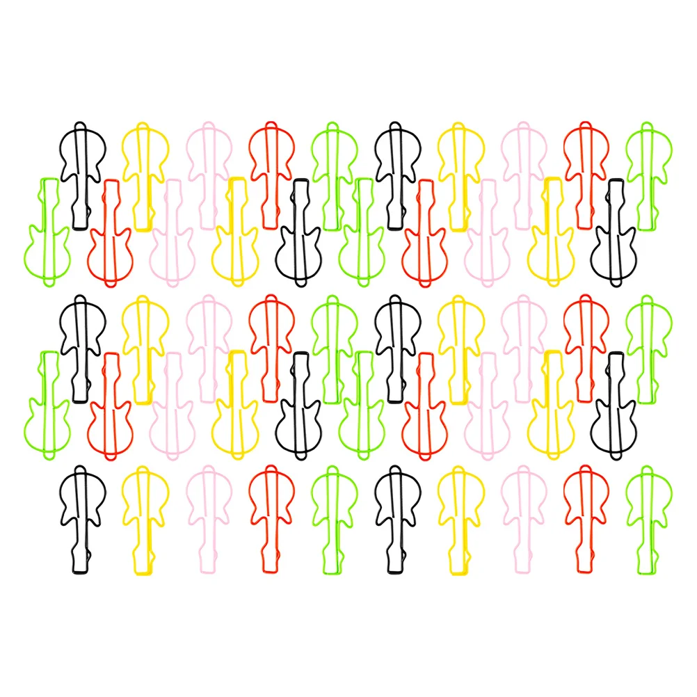 

50Pcs Music Themed Guitar Paper Clip Metal Bookmarks Creative Office Supplies Planner Accessories Party Favors Paper Holder
