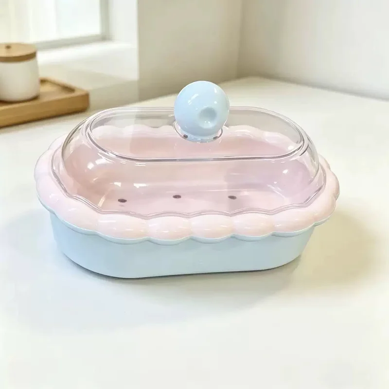 Dopamine Soap Dish 2026 New Home Use with Cover Draining High Aesthetic Bathroom Washstand Soap Storage Rack Plastic Material
