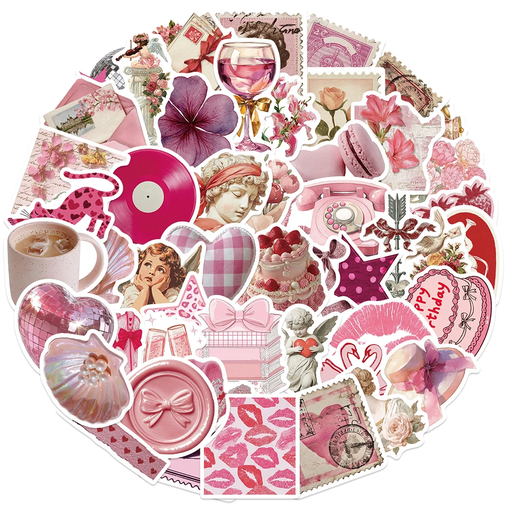 10/30/50pcs INS Style Cute Pink Girl Graffiti Stickers Aesthetic DIY Motorcycle Suitcase Helmet Cartoon Decoration Sticker Gifts