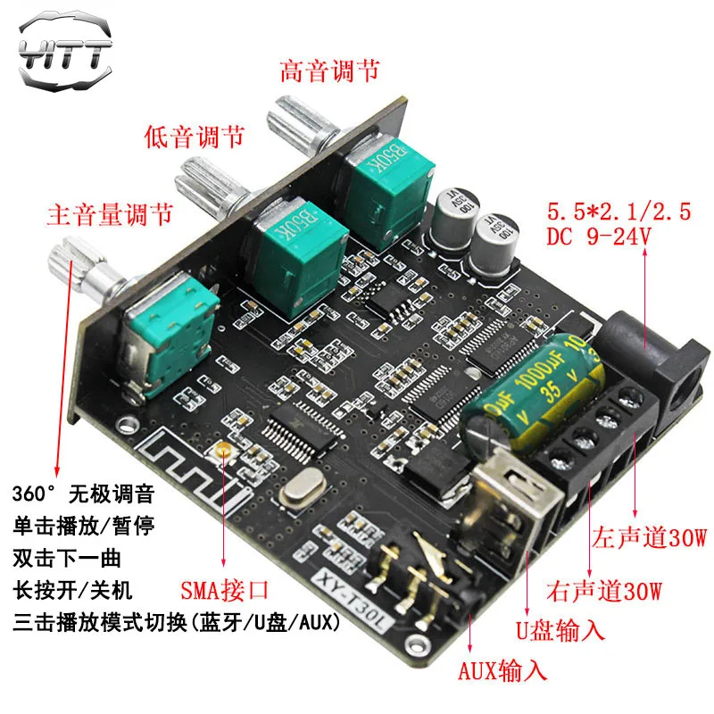 لوحة مضخم صوت رقمي بالبلوتوث وحدة تردد عالية ومنخفضة ، وحدة ستريو ثنائية القناة ، مستوى دقة عالية ، HIFI ، من من من ، من ، T30L