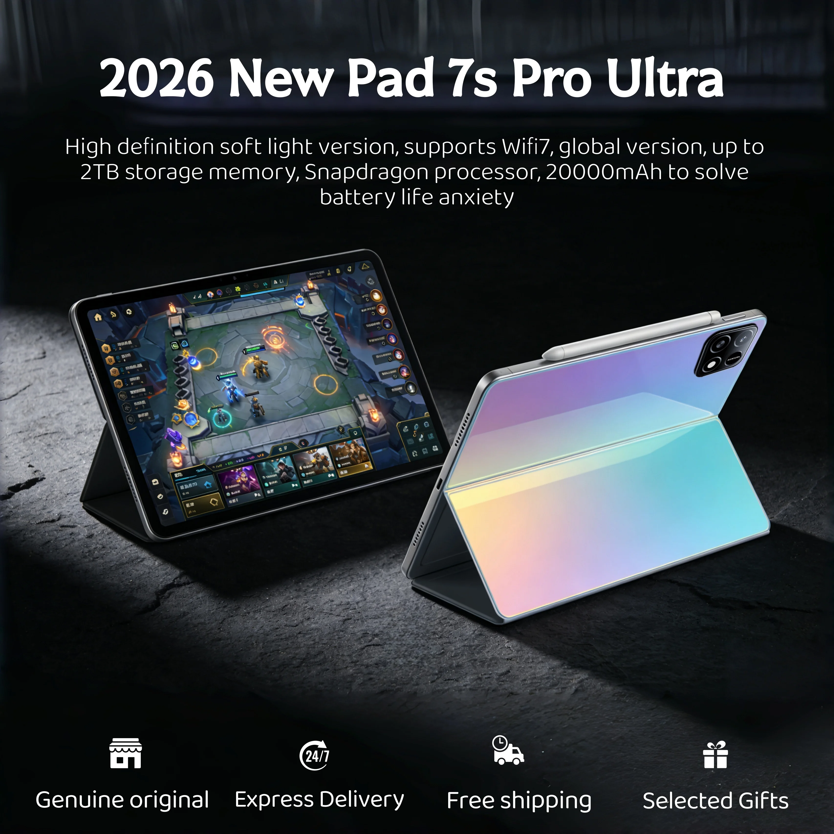 �y�Z�[�����z�V�i�I���W�i��Android 14�^�u���b�gPad 7 Pro Ultra 22TB+2TB�O���[�o����Snapdragon8 Gen3 5G WiFi 20000mAh�f���A��SIM GPS�^�u���b�gPC