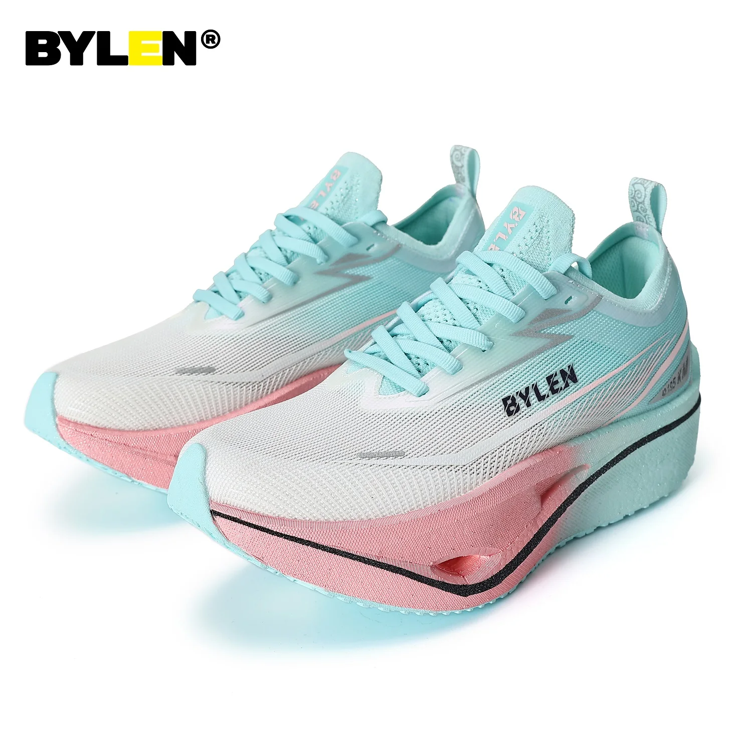 

BYLEN 2024 Air Cushion Marathon Running Shoes for Men Shock-Absorbant Breathable Full Palm Carbon Plate Sneakers