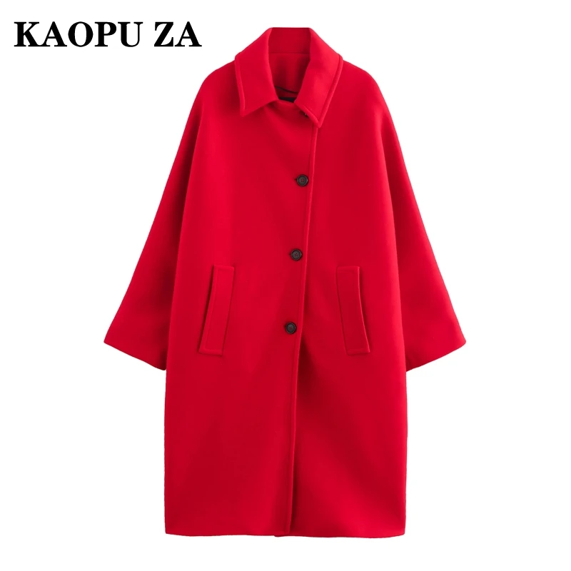 Kaopu-女性用の折り襟付きジャケット,長袖,ファッショナブル,ミドル丈,モノクロ,ボタントップ,新しい,秋,2022