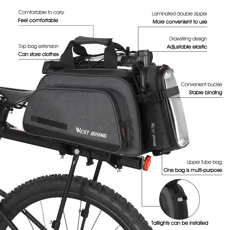 WEST BIKING Bike Bag Cycling Pannier Storage Luggage Carrier Basket Mountain Road Bicycle Saddle Handbag Rear Rack Trunk Bags