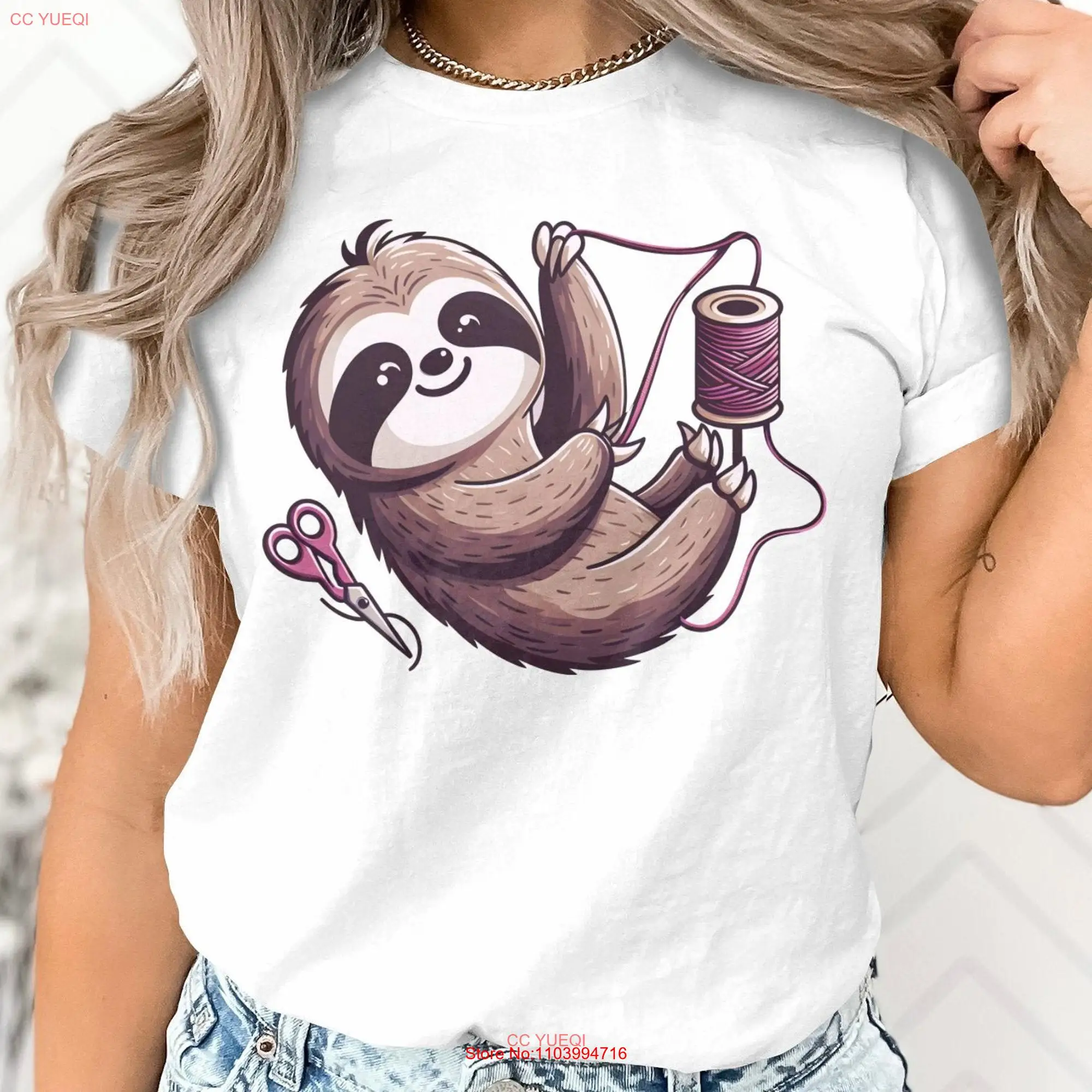 Funny Tailor Sewing Sewer Sloth Animal Women T Shirt Cool Lover Birthday Holiday Presents Men Kids long or short sleeves