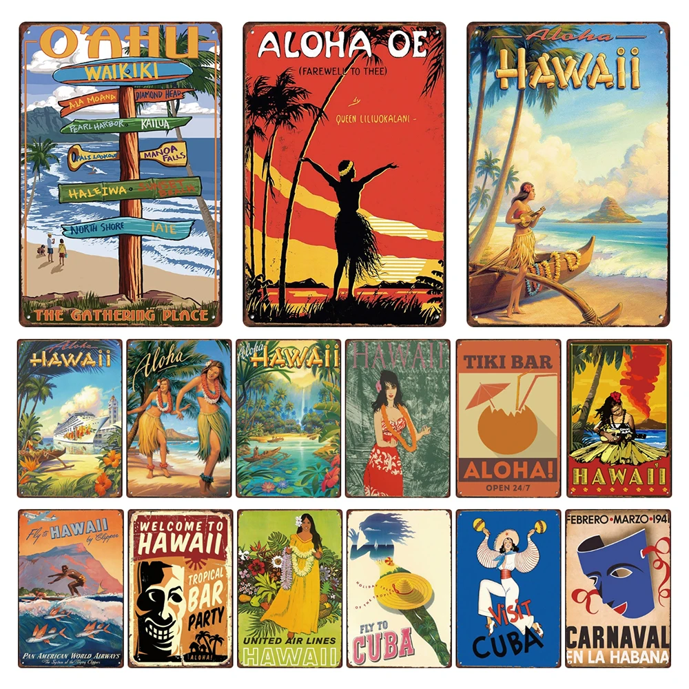 [ Wellcraft ] Aloha Beach Tiki bar Tin Sign Wall Painting WY-15 20*30 CM