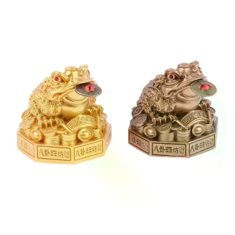 Three Legged Money Frog Feng Shui Toad Statue Wealth Lucky Ornament for Home Office Fortune Decor