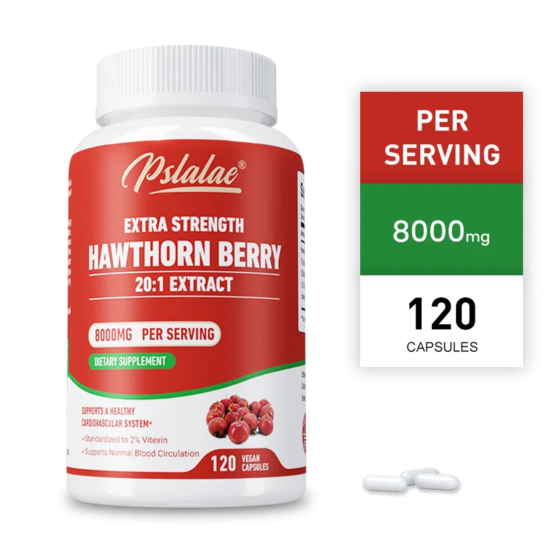 

Hawthorn Berry 20:1 Extract 8000mg - Helps with Heart and Digestive Health, Promotes Blood Circulation, and Boosts Immunity