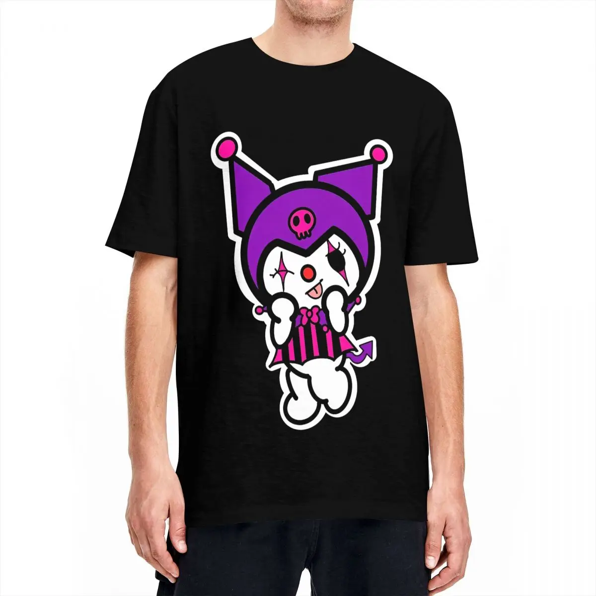 

Kawaii Kuromi Cartoon T Shirt Men Streetwear Cotton T-Shirts Summer O-Neck Harajuku Tees Wholesale Oversize Clothing